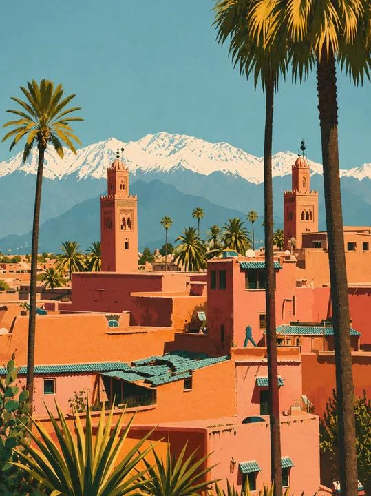 Marrakech with the Atlas Mountains in the background